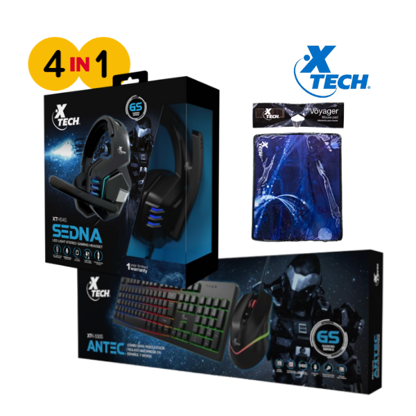 Combo #1 Xtech 4 en 1 GAMER Headset, Teclado, Mouse, y PAD - Tech & Go